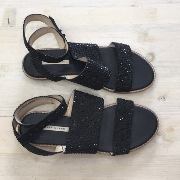 Zara chunky lugged soul ankle strap rhinestone flats 38 - Picture 3 of 9